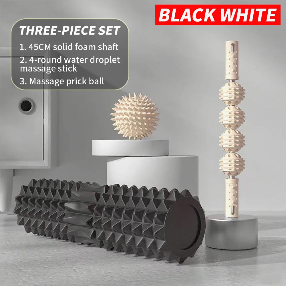 [Three Piece Massage Set] Massage Prick Ball, Massage Roller, Foam Massage Roller Shaft - a Necessary Household Massage Artifact