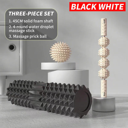 [Three Piece Massage Set] Massage Prick Ball, Massage Roller, Foam Massage Roller Shaft - a Necessary Household Massage Artifact