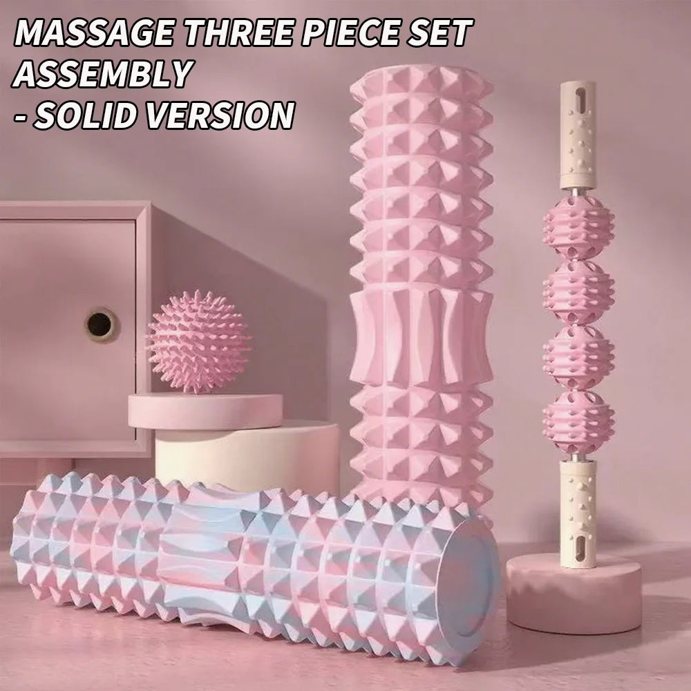 [Three Piece Massage Set] Massage Prick Ball, Massage Roller, Foam Massage Roller Shaft - a Necessary Household Massage Artifact
